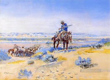 Charles Marion Russell Painting - changing horses Charles Marion Russell